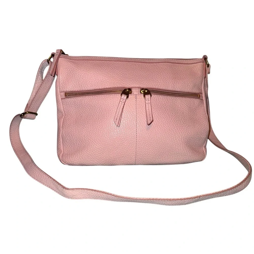 FOSSIL Elise Large Crossbody in Dusty Rose Pebbled Leather LIKE NEW